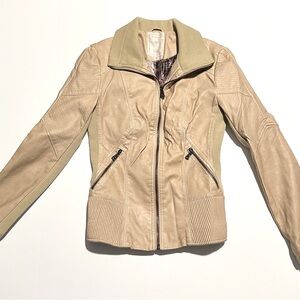 GUESS Tan Faux Leather Jacket sz XS